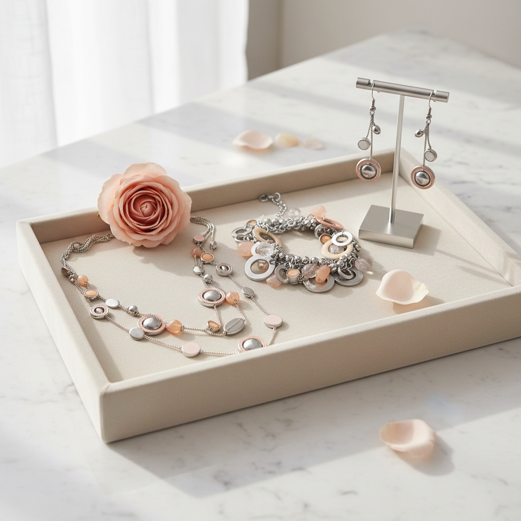 Ny Collection Pink And Brown Necklace Set 15$